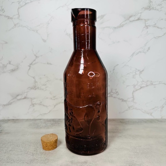 ABSOLUTELY Pure, Milk Purple Glass Bottle Milk the Milk Protector Decanter - Picture 1 of 10